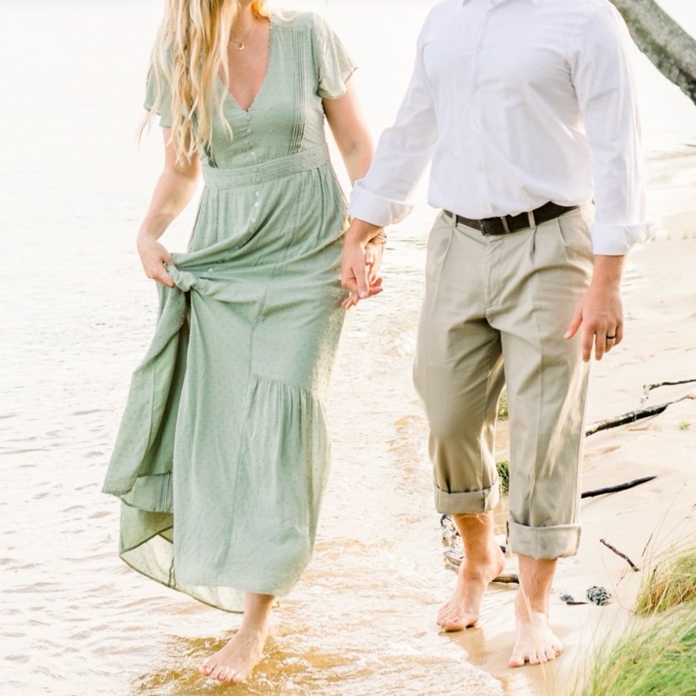 Lulus olive green flutter-sleeve maxi dress